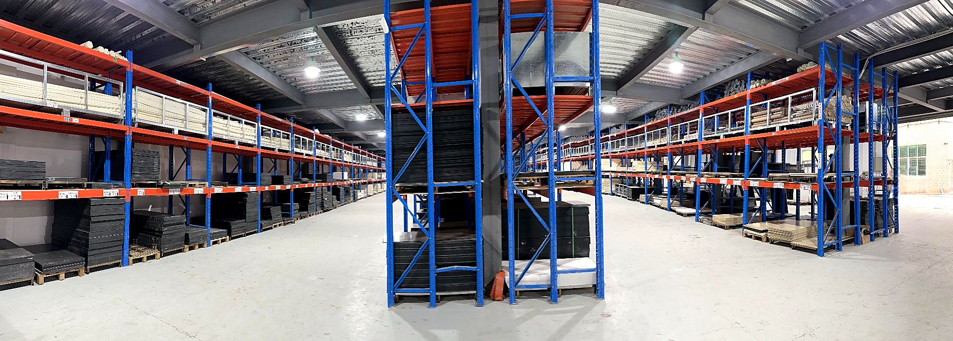 Engineering plastic sheet and rod on warehouse racking at Top Plastic